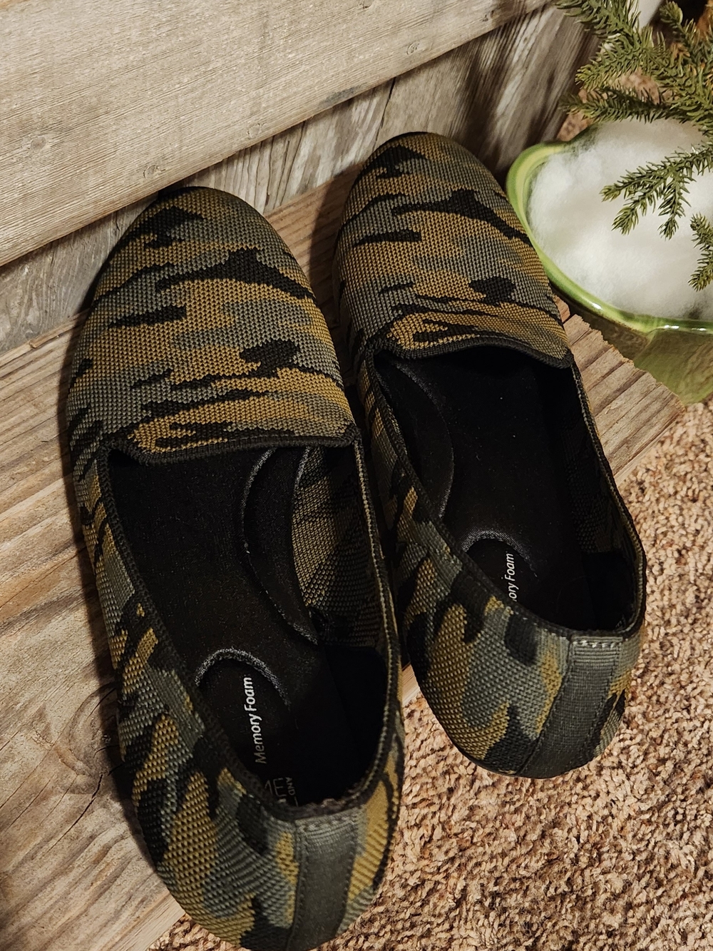Time and Tru Women's Camo Slip-On Flats